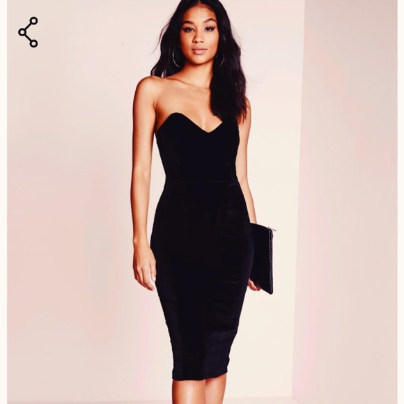 Missguided Dresses & Skirts - Missguided | Plunge Neck Velvet Midi Dress